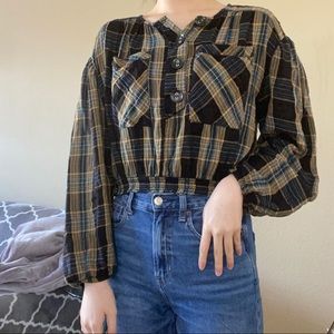 Free-people cropped flannel tee